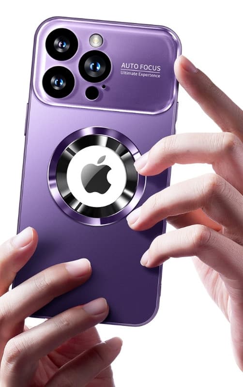 Fingeraftryksresistent, fuldt dækkende, stødabsorberende etui til iPhone 15 Pro Max Dark Purple