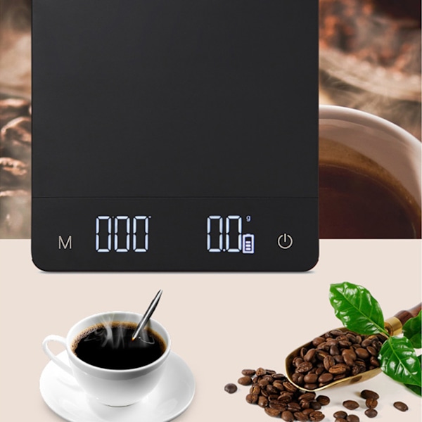 Digital köksvåg med timer, uppladdningsbar kaffevåg för espresso och pour over-bryggning, högprecisionssensor, rostfritt stål, knockbox ingår