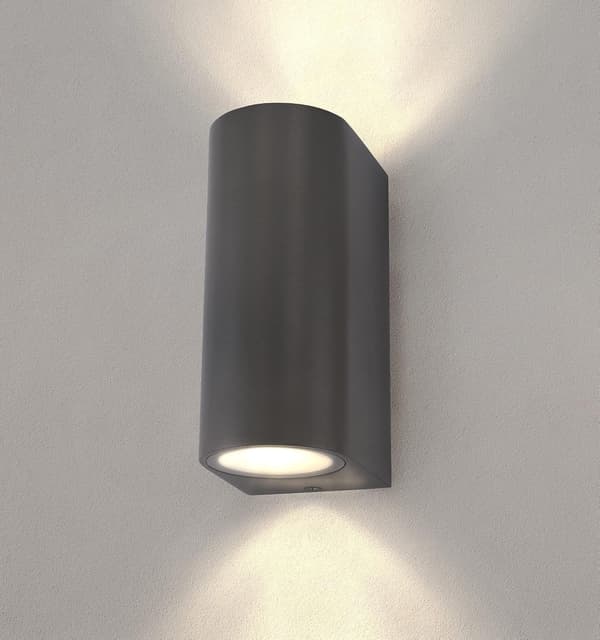 LED Utomhus Vägglampa - Sandgrå/Antracit - Rund - Dubbel Si