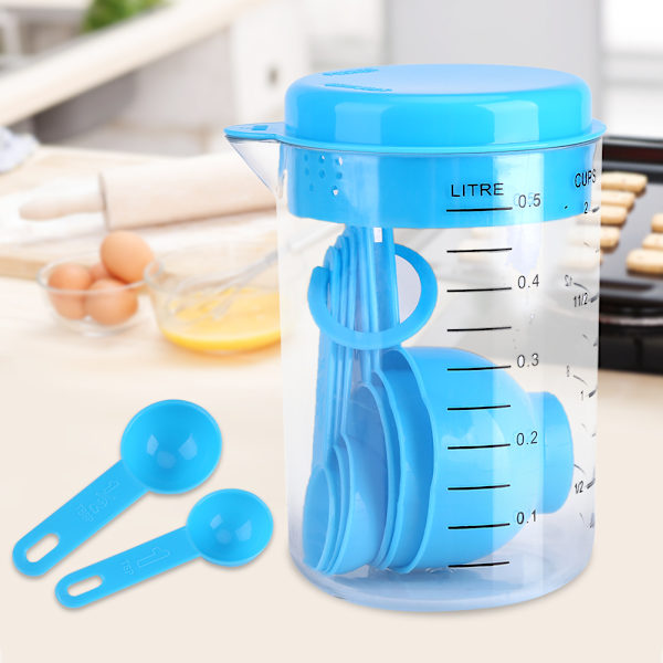 7 st/set plastmätskålar + skedar mått te kaffe