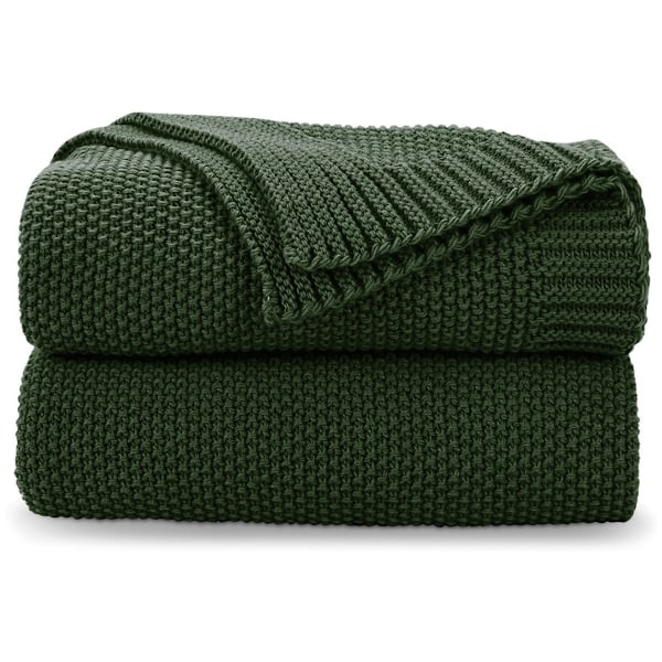 Mjuk och Bekväm Kabelstickad Pläd för Säng, Soffa, Vardagsrum, Lätt Varm Dekorativ Pläd i Bondgårdsstil Army green