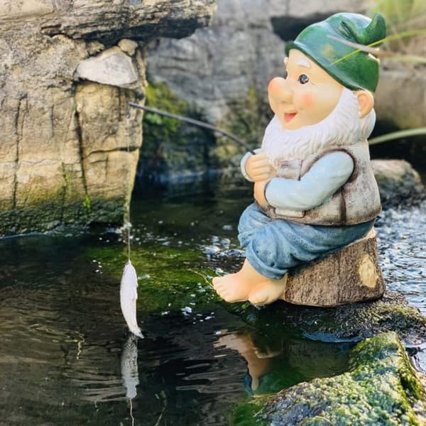 Havefigur Ornamenter, Fisker Statuer, Havetilbehør, Ou