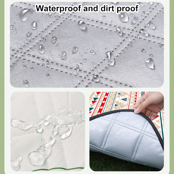 Boho Picknickmatta Vattentät Vikbar, Extra Stor Tjock, Sandtät Överdimensionerad Utomhusmatta, för Fester, Camping, Park, Resor, Gräs Style 3