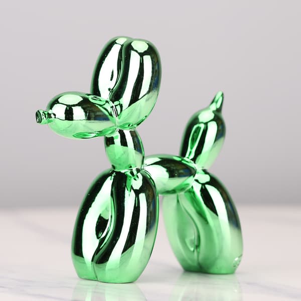 Glansbelagt Ballon (Grøn, 17cm) Hundestatue Samlerobjekt