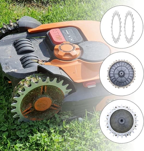 2 stk. robotgressklipperpigger i rustfritt stål for Worx S/M, 205 mm