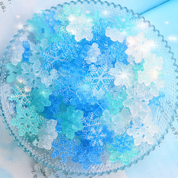 50 Mini små Resin Snøflak DIY tilbehør