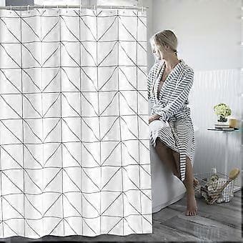 Polyester Duschdraperi Vattentätt Badrumsgardin + Hängande Krokar (180X180cm)