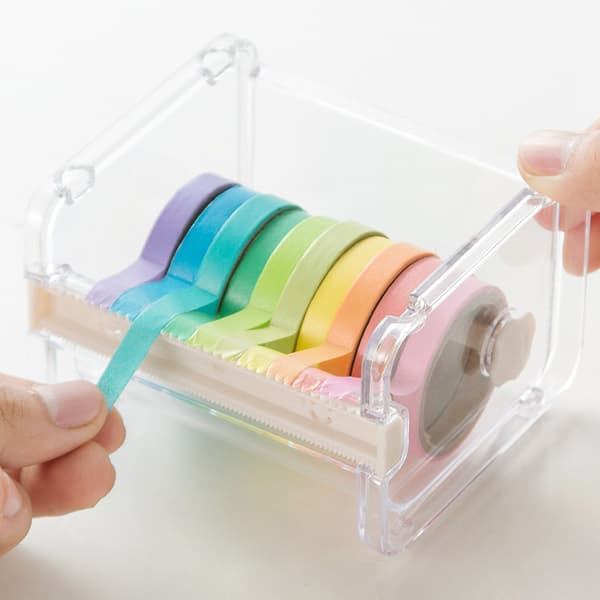 2-pak kontor klar multi-washi afdækningstape dispenser, tapekutter