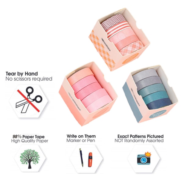 Färgad tejp 15 Roll Rainbow Tape för äggdekorering