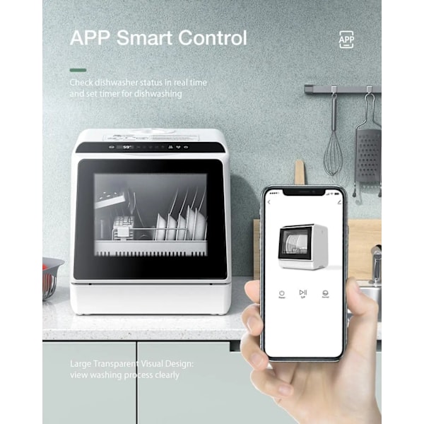 BlitzHome APP Mini Dubbel vatteninlopp diskmaskin Bordsdiskmaskin White White