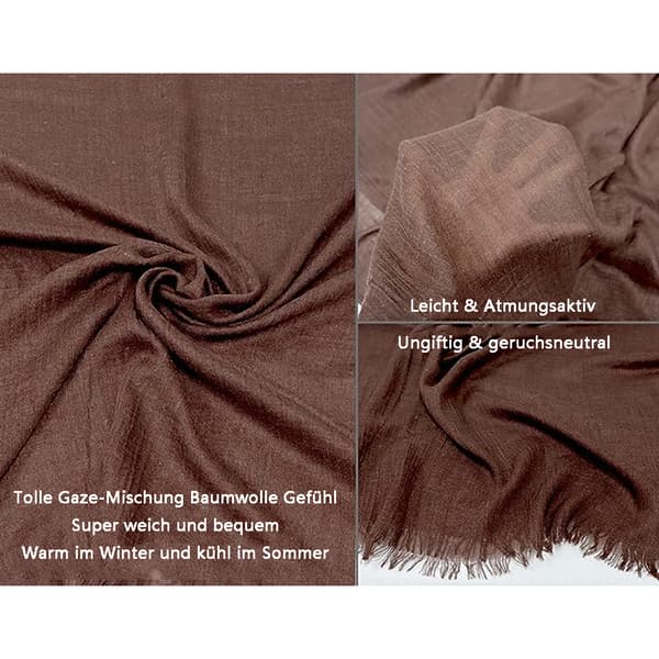 Skjerf for kvinner Bomull Lett Stor Lang Mull Skjerf Elegant Ensfargede Skjerf