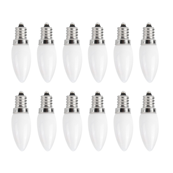 Icke-dimbara LED-ersättningar, dekorativt frostat glas för inomhusdekor, LED-lampor med kandelaberbas, energieffektivt varmvitt ljus, 10 st