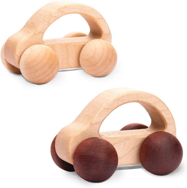 Träbil Leksak 2-pack Organisk Träbil Pushbil Småbarnsleksak