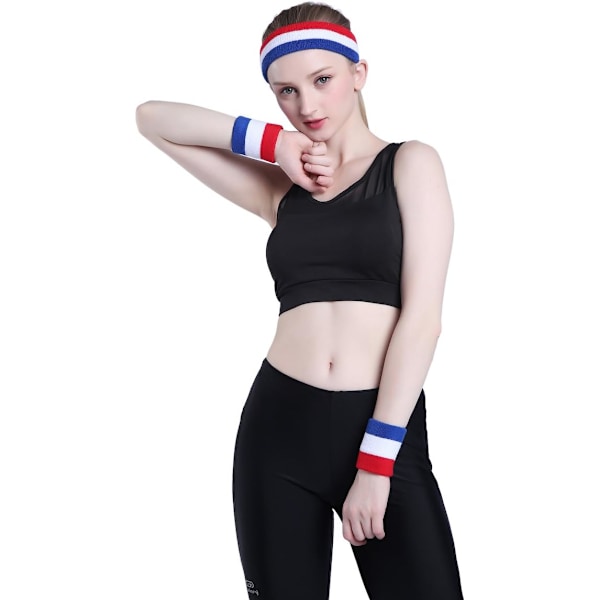 Sweatband Set Sports Headband Wristband Set Sweatbands Terry