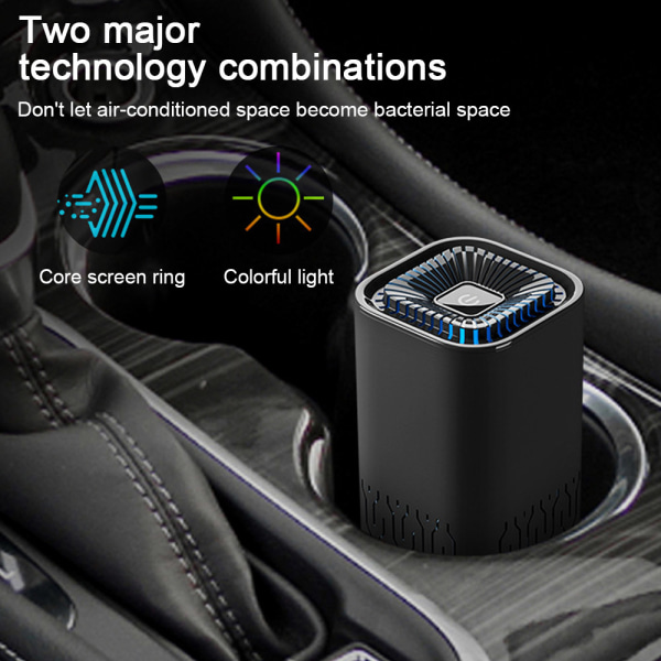 Mini Car Air Purifier - 12V Plug-in Car Deodorizer - Smoke Smell black