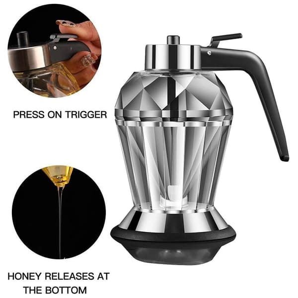 Droppfri glas honungsdispenser med stativ sirapsdispenser