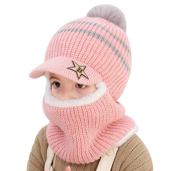 Barn Vintermössa och Halsduk Set Varm Stickad Mössa Halsduk Beanies