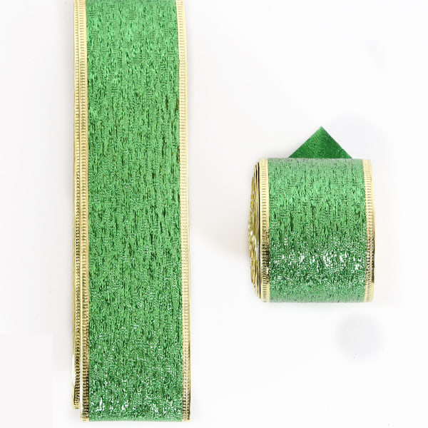 St Patrick's Day Green Glitter Wired Ribbon for Gift Wrapping,