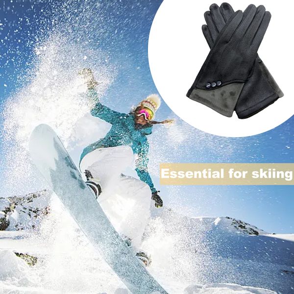 Varme vinterhandsker til kvinder med følsomme touchscreen-fingre, efterår/vinter plus ruskindshandsker Grey