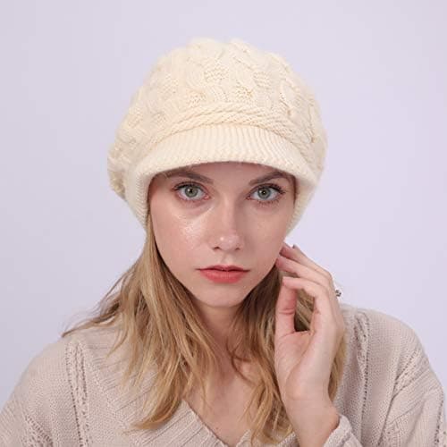 Chic Damvinterhatt med brätte, Dam Vintage Vintermössa, Da