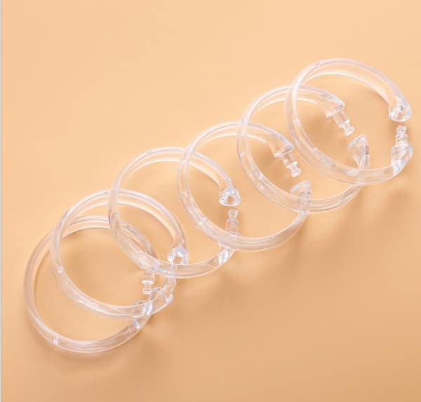 Set med 12 klara duschdraperiringar, duschdraperikrokar, O-krokar, klara runda