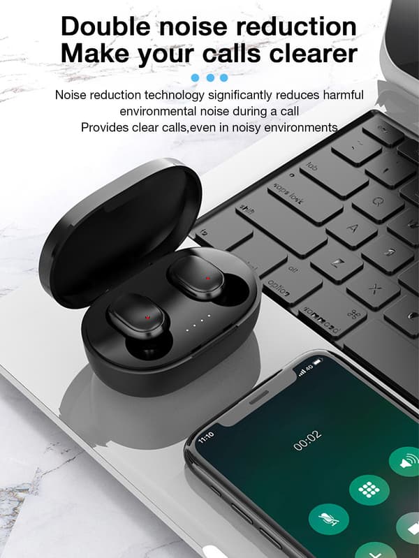 A6S Pro In-Ear Ekte Trådløse Bluetooth-ørepropper – Bluetooth 5.0, Kompakte og Bærbare Ørepropper for Sport, Musikk og Samtaler