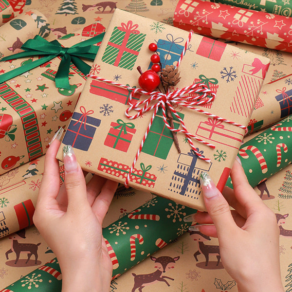 12 Sheets Christmas Gift Wrapping Paper, Folded Paper, full of