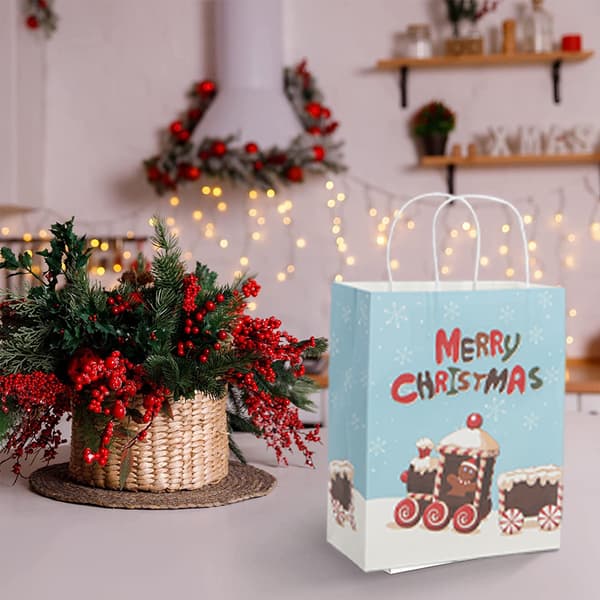 Hvid kraft gavepapirpose til jul style3