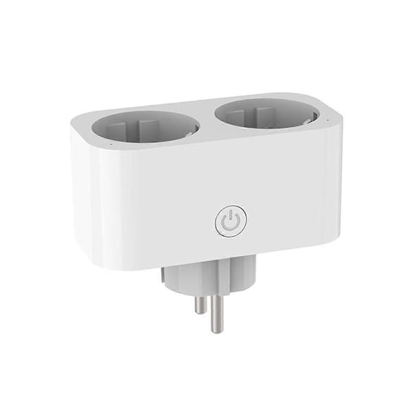 TUYA Smart Wifi Dobbel Plugg 16A 2-i-1 Stikkontakt Bryter Smart Hjem Tidsstyring APP Stemmestyring Fungerer CLY809M EU Plugg