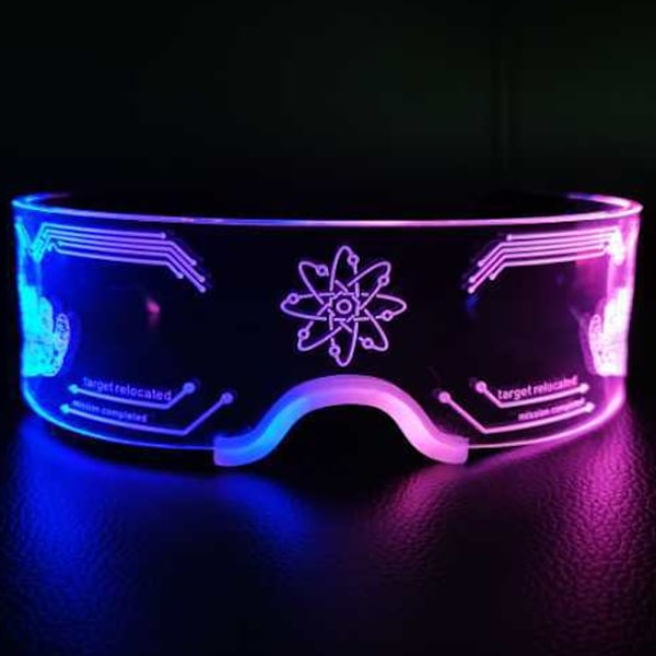 Visor Glasögon 7 Färger Futuristiska Glasögon 4 Lägen Lyser Upp