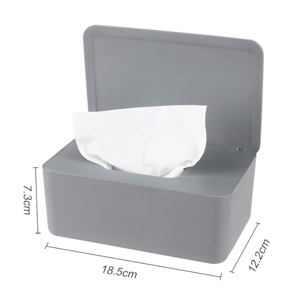 Våtservettsbox, babytorkbox, baby tissue box, våt toalettpappersbox, ansiktsservettsbox, hushålls- och kontorsplast våtservettdispenser med lock Grau