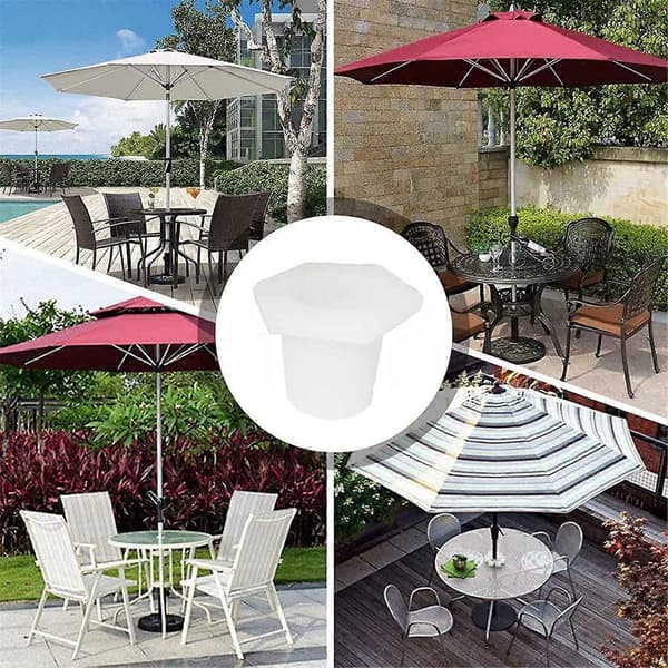 Paraplykonring i gummi for terrassebord, parasoll, hageparaplyramme, hvit