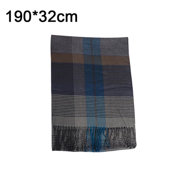 Lyxig klassisk herrscarf med kashmir-känsla, rutig scarf Blue thin strip