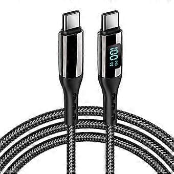 Innovativt Type C til Type C Kabel med LED Display 4 Størrelser Oplader Hurtig Opladningskabel Nylon Type C Oplader til Tablet