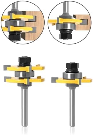 2 stk. 6MM Skaft Matchet Fer og Not Fræsersæt 3 Fløjte T Sha