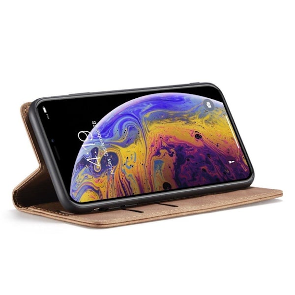 CASEME iPhone XS plånboksfodral i läder med auto-absorberande magnetstängning - Khaki Beige