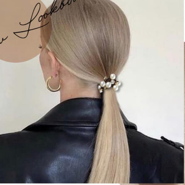 3 stk. perlehårelastikker, elastiske hårbånd med krystalperler, bulk hårelastikker, strækbare håndlavede boho hårtilbehør