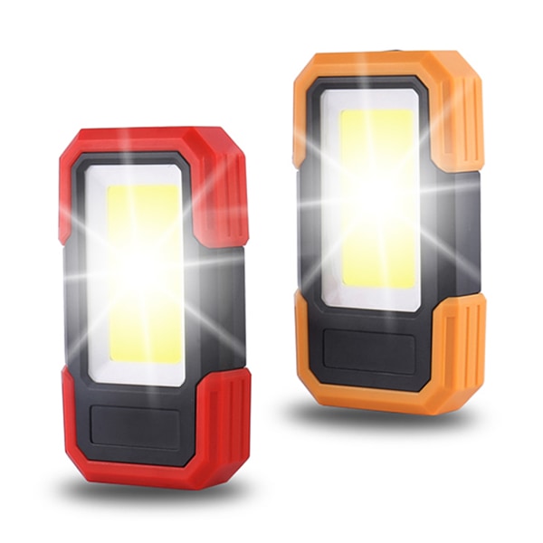 2-pack COB arbetslampa LED magnetisk bas och klämma batteri