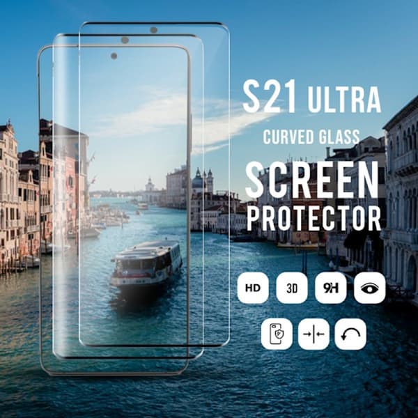 2-pak Galaxy S21 Ultra - Hærdet glas 9H - Super kvalitet 3D