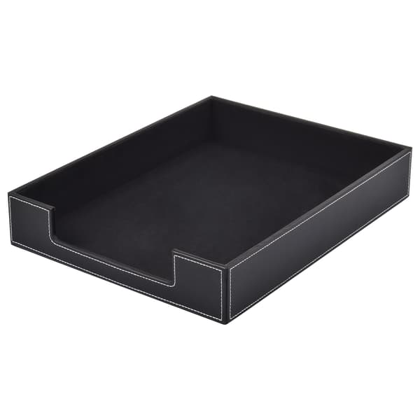 Svart Läder Skrivbordsorganiseringsbricka: Elegant förvaring för papper, post och filer