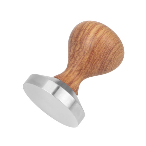 Praktisk kaffepress i rosenträ med platt espresso-pulver