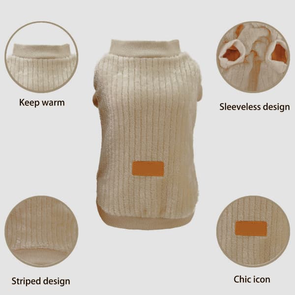 2-pack hundtröja med sele-ring, fleece varm valptröja, vinterkläder för husdjur, kläder med koppelhål (Rosa+Brun) XL