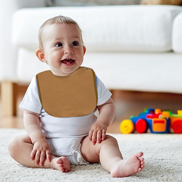 Lämplig för babypojkar och flickor, babyhaklapp i slätväv, ekologisk babyhaklapp i slätväv, mjuk scarf, dregelhaklapp khaki