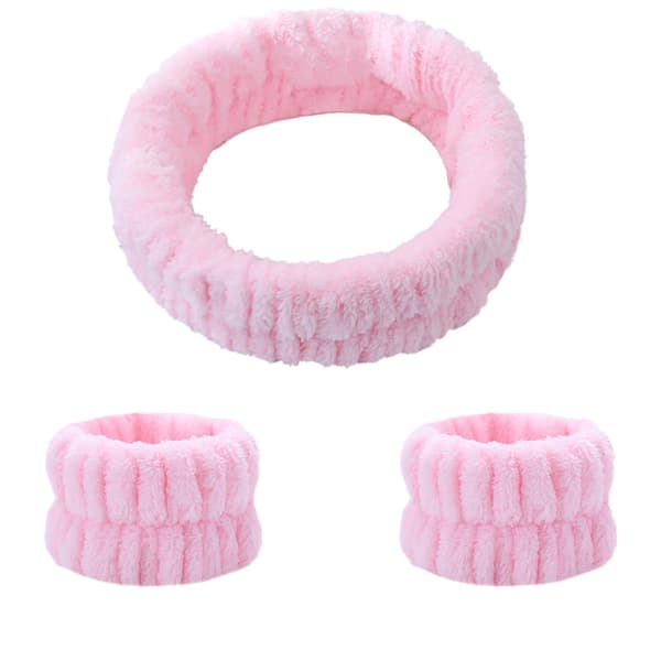 3-pack ansiktsrengöringsband och handledsband - Spa-set för ansiktet
