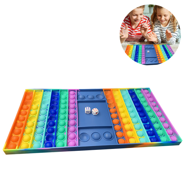Brädspelsleksak, Jumbo Rainbow Chess Game Board med tärningar,
