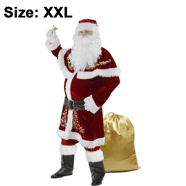 Men’s Santa Costume Set Christmas  Deluxe Velvet Adult Santa