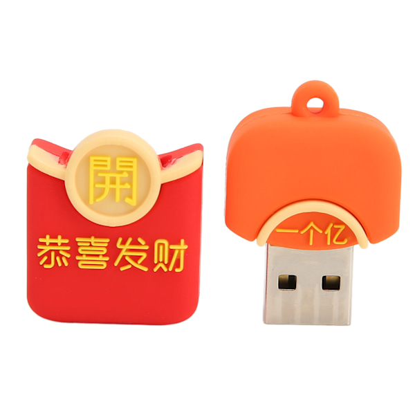 Tecknad USB-minne Röd Kuvert Utseende Plug and Play Stöd Hot Plugging Minnessticka USB-sticka för PC Bilar 128GB