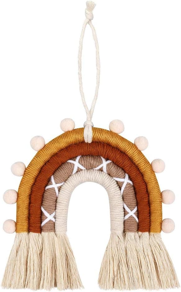 Vægtæppe til børneværelset, Macrame vægdekoration - Regnbue, Po