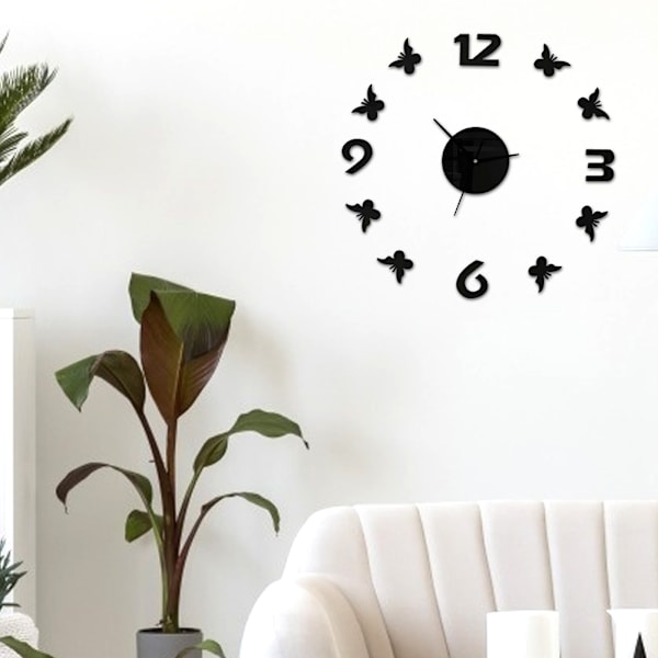 Modern väggklockor Ramlös DIY Stor 3D Icke-tickande klocka för