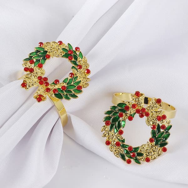 Set med 6 ringar för julservetter, Legering